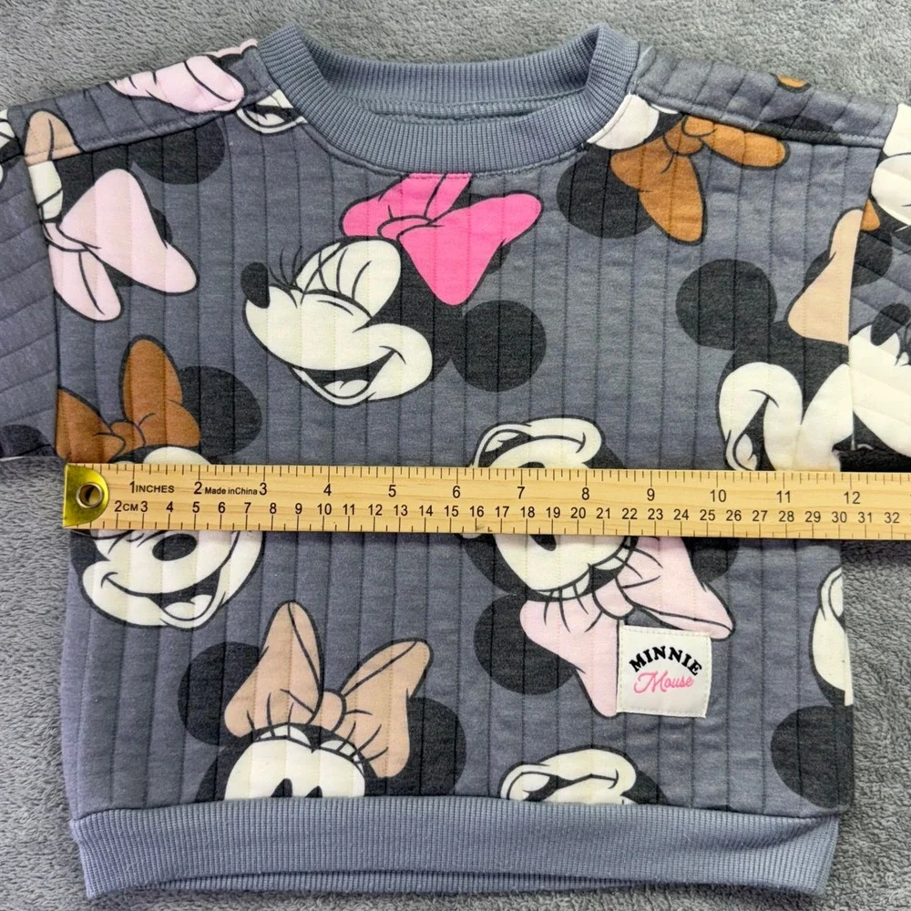 Disney Minnie Mouse Baby Toddler‎ Gray Quilted Sweatshirt Pullover Top 24M